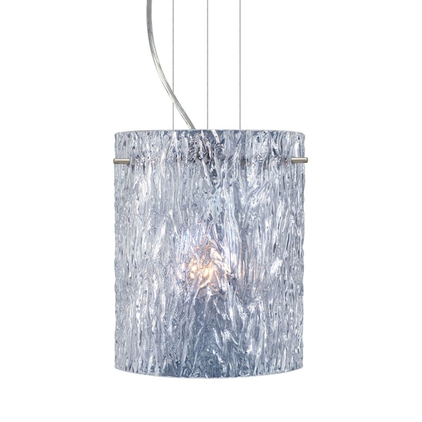 Besa Lighting Tamburo 8 Cable Pendant, Clear Stone, Satin Nickel Finish, 1x100W Incandescent 1KG-400600-SN - main